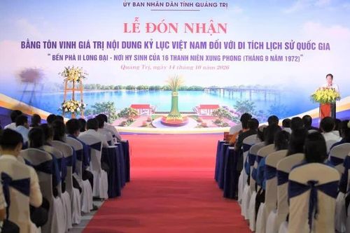 Quảng Trị đón nhận bằng tôn vinh giá trị nội dung kỷ lục Việt Nam cho Di tích lịch sử quốc gia Bến phà II Long Đại