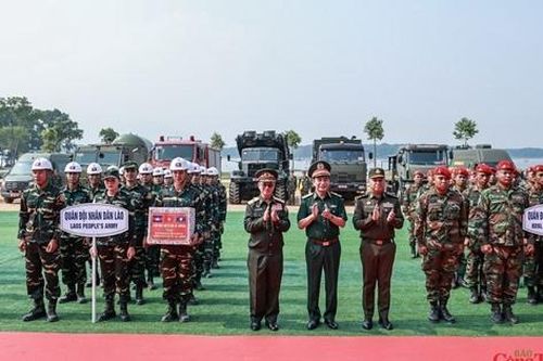 Bộ trưởng Bộ Quốc phòng ba nước Việt Nam - Lào - Campuchia dự diễn tập phòng thủ dân sự năm 2026