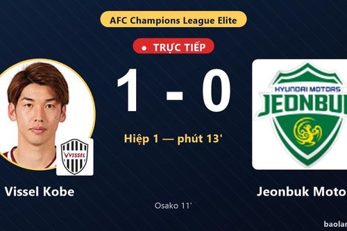 TRỰC TIẾPTrực tiếp Vissel Kobe vs Jeonbuk Motors: Vissel Kobe mở tỷ số