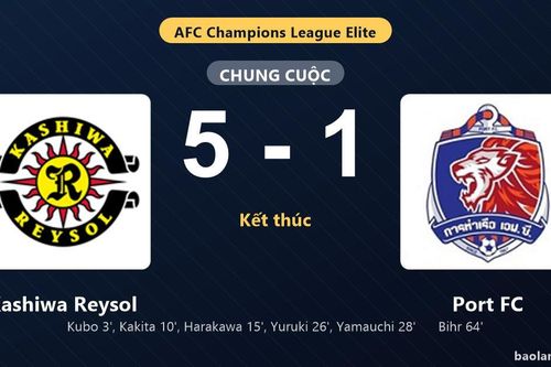 Thống kê trận đấu Kashiwa Reysol 5-1 Port FC: Kashiwa Reysol thắng đậm thuyết phục