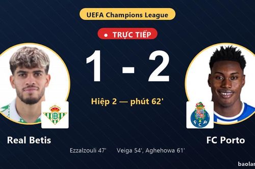 TRỰC TIẾPTrực tiếp Real Betis vs FC Porto: FC Porto vượt lên dẫn trước