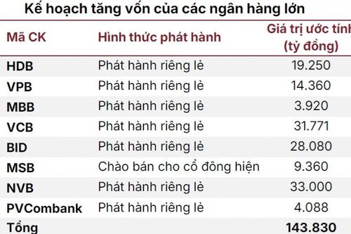 8 ngân hàng dồn dập muốn chào bán cổ phiếu quy mô 144.000 tỷ đồng, áp lực tăng vốn chưa hạ nhiệt