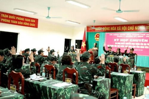 HĐND thành phố Quảng Ninh diễn tập ra Nghị quyết chuyển hoạt động của địa phương vào trạng thái thời chiến