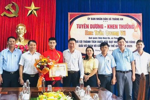 Thăng An khen thưởng VĐV giành HCV Võ cổ truyền thế giới năm 2026