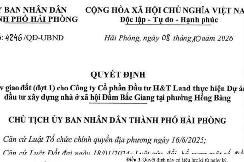 Hải Phòng: Giao hơn 49.000m2 đất cho Công ty Cổ phần Đầu tư H&T Land để xây nhà ở xã hội