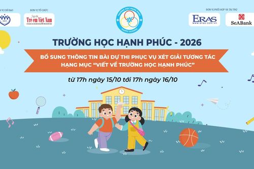 Trường học Hạnh phúc 2026: Thông báo cập nhật thông tin Giải tương tác trên Diễn đàn trẻ em Việt Nam