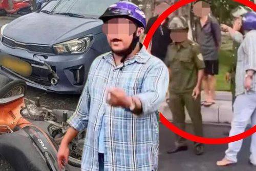 Người đàn ông đi xe máy ngược chiều, bóp cổ, đánh tài xế ô tô sau va chạm