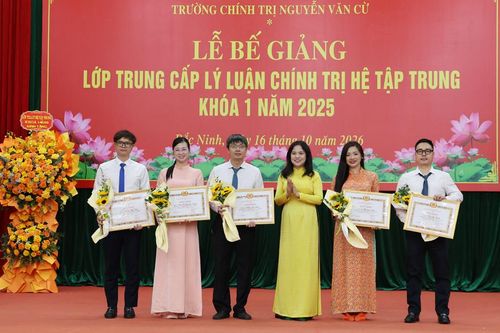 Trường Chính trị Nguyễn Văn Cừ bế giảng lớp trung cấp lý luận chính trị hệ tập trung