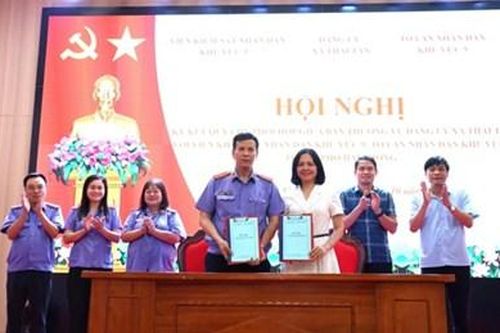 VKSND khu vực 9, TP Hải Phòng ký Quy chế phối hợp với Ban Thường vụ Đảng ủy xã Thái Tân