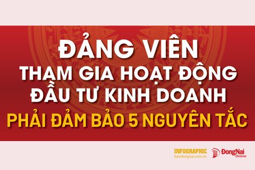 [Infographic] Đảng viên tham gia hoạt động đầu tư kinh doanh phải đảm bảo các nguyên tắc nào?