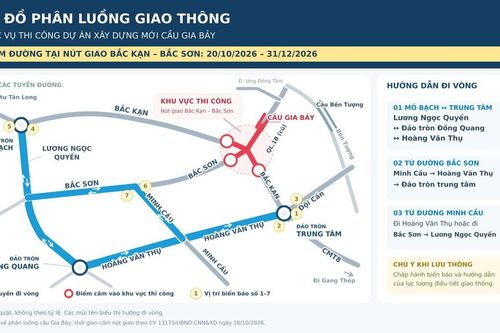 Phân luồng giao thông nút giao đường Bắc Kạn và đường Bắc Sơn, phục vụ thi công cầu Gia Bảy