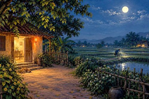 Đêm thu ngủ giữa quê nhà