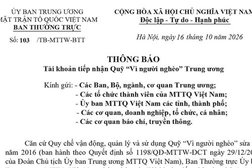 Chủ tịch Ủy ban Trung ương Mặt trận Tổ quốc Việt Nam gửi thư kêu gọi ủng hộ, giúp đỡ người nghèo