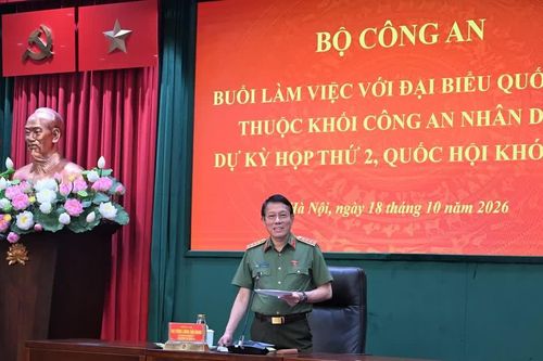 Bộ trưởng Lương Tam Quang làm việc với đại biểu Quốc hội thuộc khối Công an nhân dân dự Kỳ họp thứ 2, Quốc hội khóa XVI