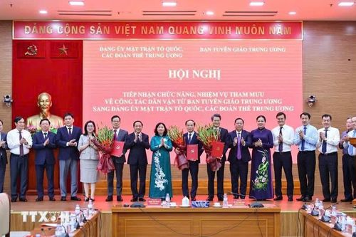 Quyết định mới về chức năng, nhiệm vụ, tổ chức bộ máy của Đảng ủy Dân vận, Mặt trận và các đoàn thể Trung ương