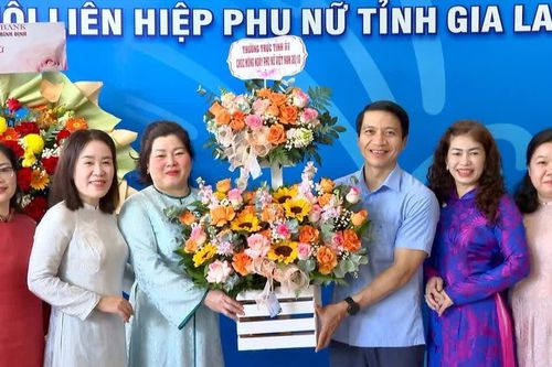 Chủ tịch Ủy ban MTTQ Việt Nam tỉnh Nguyễn Ngọc Lương chúc mừng Hội LHPN tỉnh Gia Lai nhân ngày 20-10