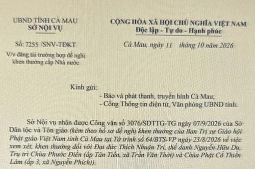 Đăng tải trường hợp đề nghị khen thưởng cấp Nhà nước