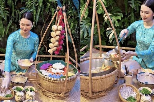 Ngọc Loan Trần lại 'gây sốt' với màn làm bánh canh dừa sáp ngũ sắc