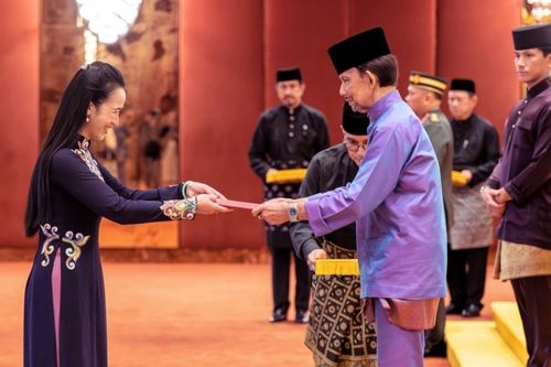 Đại sứ Đỗ Thuỳ Dương trình Quốc thư lên Quốc vương Brunei Darussalam