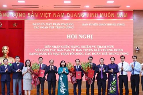 Bộ Chính trị quy định chức năng, nhiệm vụ Đảng ủy Dân vận, Mặt trận và các đoàn thể Trung ương