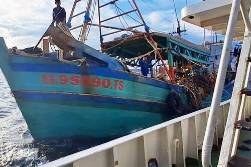 Cảnh sát biển sơ cứu ngư dân bị tai nạn khi đánh bắt trên biển