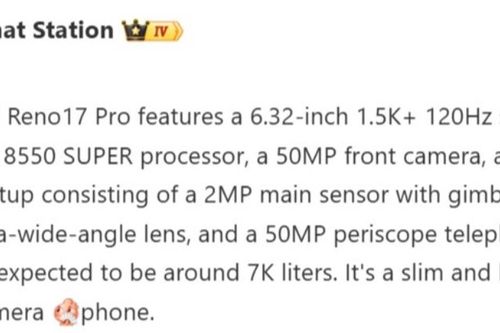 Cấu hình dự kiến của OPPO Reno17 Pro: Màn hình phẳng 1.5K, camera 200MP và pin 7000mAh