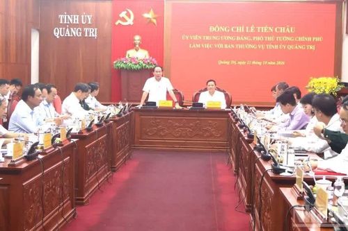 Phó Thủ tướng Lê Tiến Châu làm việc với lãnh đạo chủ chốt tỉnh Quảng Trị
