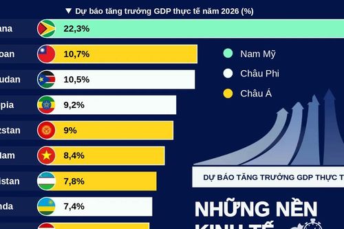 Những nền kinh tế được dự báo tăng trưởng nhanh nhất thế giới năm 2026, Việt Nam cũng có mặt