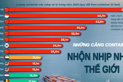 Những cảng container nhộn nhịp nhất thế giới năm 2025, Việt Nam có 2 đại diện
