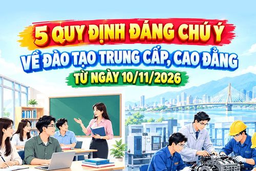[Infographic] - 5 quy định đáng chú ý về đào tạo trung cấp, cao đẳng từ ngày 10/11/2026
