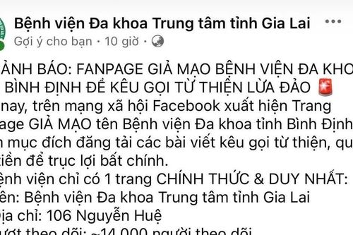 Cảnh giác chiêu trò mạo danh Bệnh viện Đa khoa Trung tâm tỉnh Gia Lai để lừa đảo