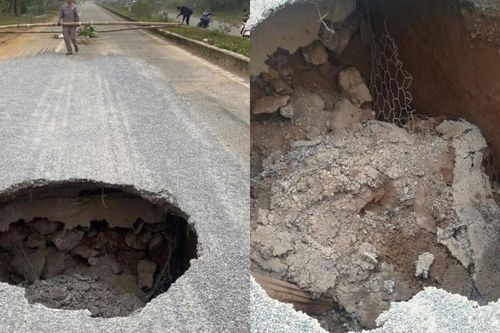 Thái Nguyên: Xuất hiện hố sụt trên Quốc lộ 3B, chính quyền phát cảnh báo khẩn