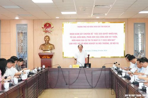 Đoàn giám sát HĐND tỉnh làm việc với Sở Nông nghiệp và Môi trường, Sở Nội vụ về việc giải quyết khiếu nại, tố cáo, kiến nghị, phản ánh của công dân