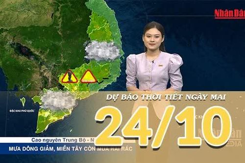 [Video] Dự báo thời tiết đêm nay và ngày mai 24/10/2026: Cả nước ít mưa, riêng miền Tây còn mưa dông