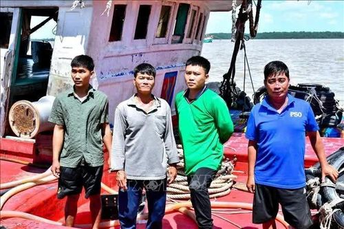 Bốn ngư dân trôi dạt do chìm tàu cá đã được cứu vớt, đưa vào bờ