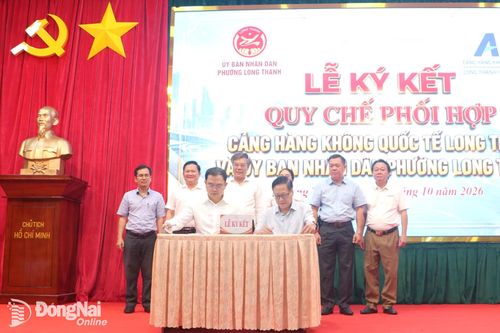 Phường Long Thành và Cảng hàng không quốc tế Long Thành ký kết quy chế phối hợp phục vụ khai thác Sân bay Long Thành