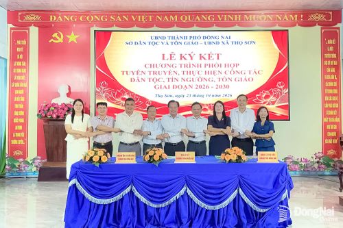 Sở Dân tộc và Tôn giáo và xã Thọ Sơn ký kết phối hợp tuyên truyền chính sách, pháp luật