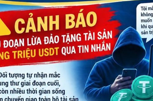Cảnh báo thủ đoạn lừa đảo tặng hàng triệu USDT qua tin nhắn