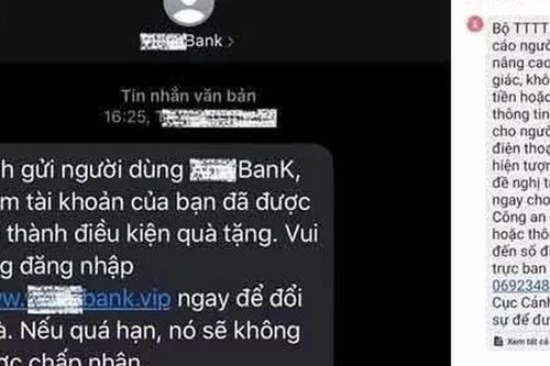 Cảnh báo tin nhắn lừa đảo xuất hiện trong luồng SMS chính thức của ngân hàng