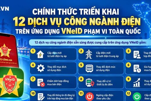 EVN triển khai 12 dịch vụ công trên ứng dụng VNeID