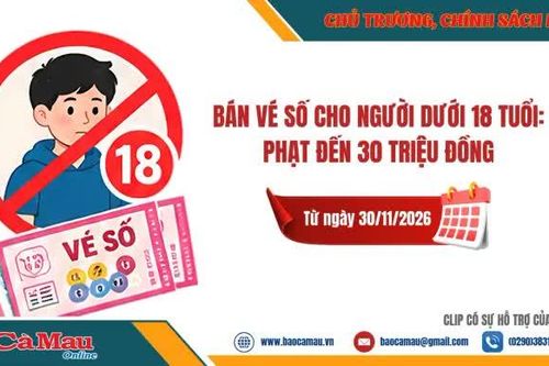 Quy định mới từ ngày 30/11/2026 - Bán vé số cho người dưới 18 tuổi: phạt đến 30 triệu đồng