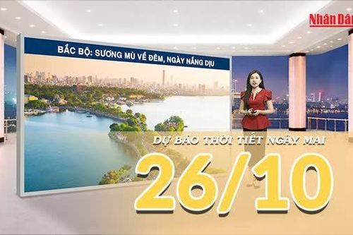 [Video] Dự báo thời tiết đêm nay và ngày mai 26/10/2026: Bắc Bộ nhiệt độ giảm nhẹ, Nam Bộ ngày nắng