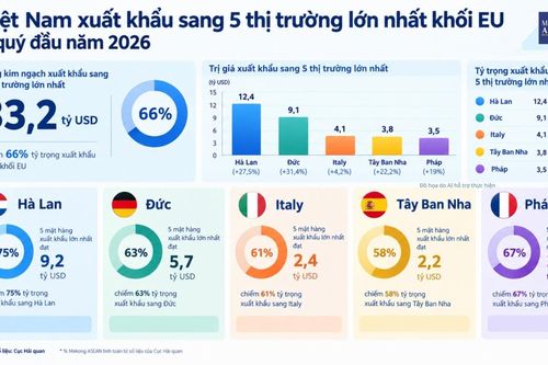 Nhóm hàng chủ lực Việt Nam xuất khẩu sang 5 thị trường lớn nhất EU