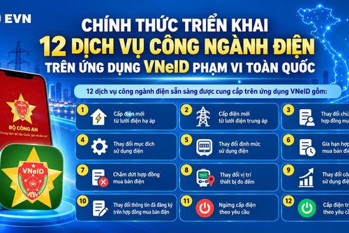 Triển khai 12 dịch vụ công ngành điện trên VNeID toàn quốc