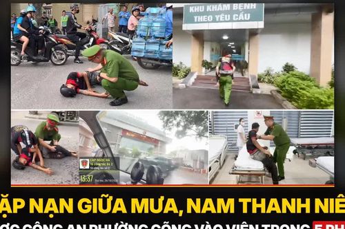 Gặp nạn giữa mưa, nam thanh niên được công an phường cõng vào viện trong 5 phút