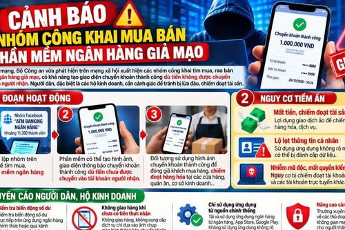 Phát hiện nhóm tìm mua phần mềm ngân hàng giả để lừa đảo