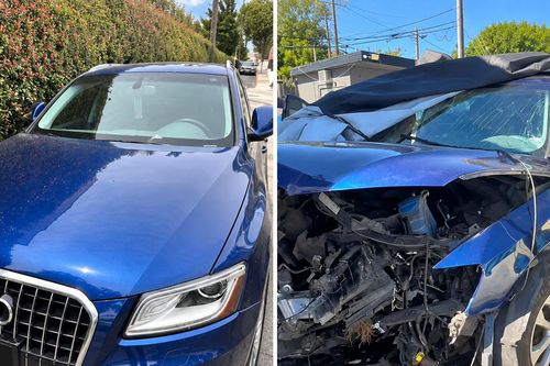 Khách gửi Audi Q5 để kiểm tra dầu, nhân viên gara lái đi gây tai nạn vỡ nát xe