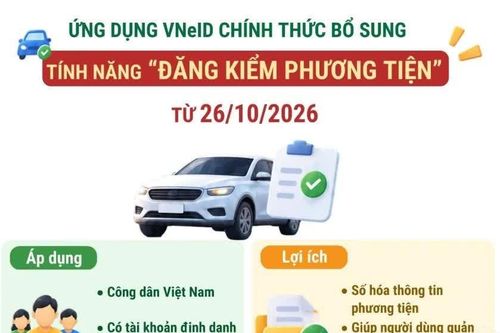 VNeID bổ sung tính năng 'Đăng kiểm phương tiện' từ 26/10/2026