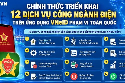 EVN hướng dẫn thực hiện 12 dịch vụ điện trên VNeID