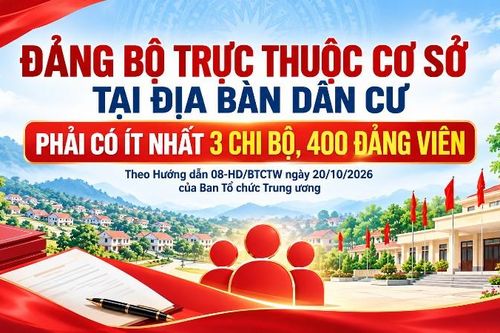 Đảng bộ trực thuộc cơ sở tại địa bàn dân cư phải có ít nhất 3 chi bộ, 400 Đảng viên